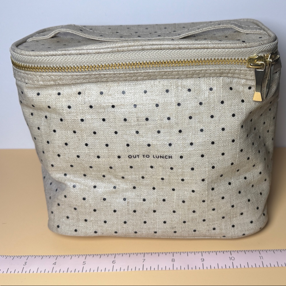 Tan and Black Kate Spade Polka Dot Lunch Bag